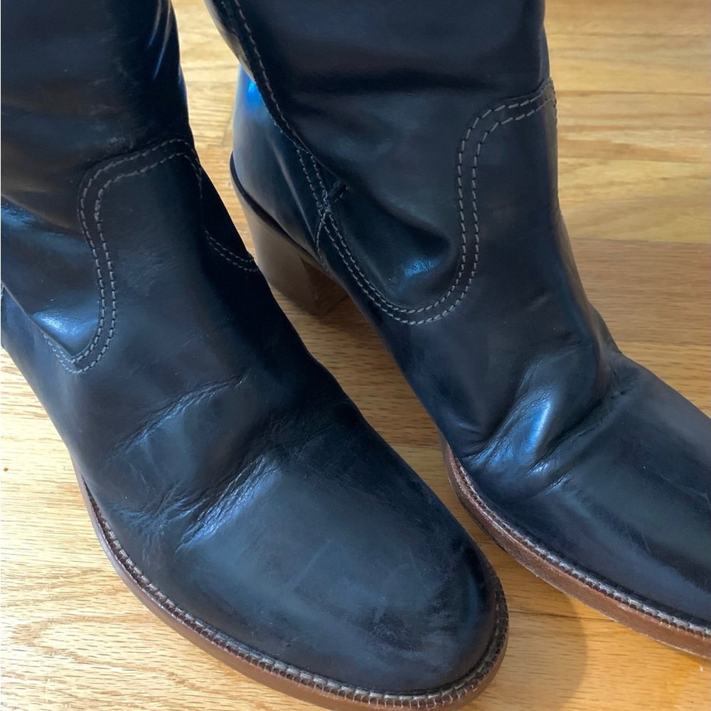 Coach Black Leather Boots w/ Buckle - Picture 6 of 6